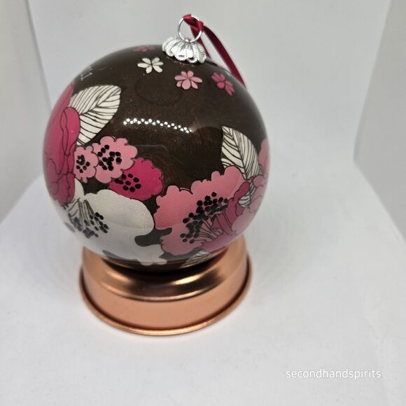Vera Bradley 2011 Mocha Rouge Glass Ball Ornament Christmas W Box - Picture 5 of 7